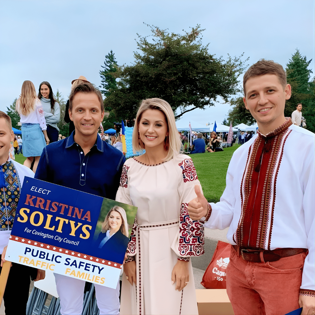 Kristina Soltys at the Ukrainian Festival with the city council